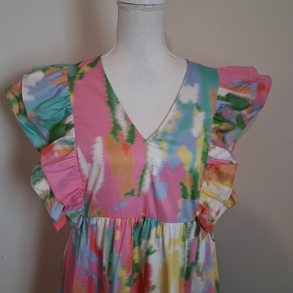 CROSBY by Mollie Burch Colorful Abstract Mini Cotyon Dress Size Medium - Picture 4 of 9
